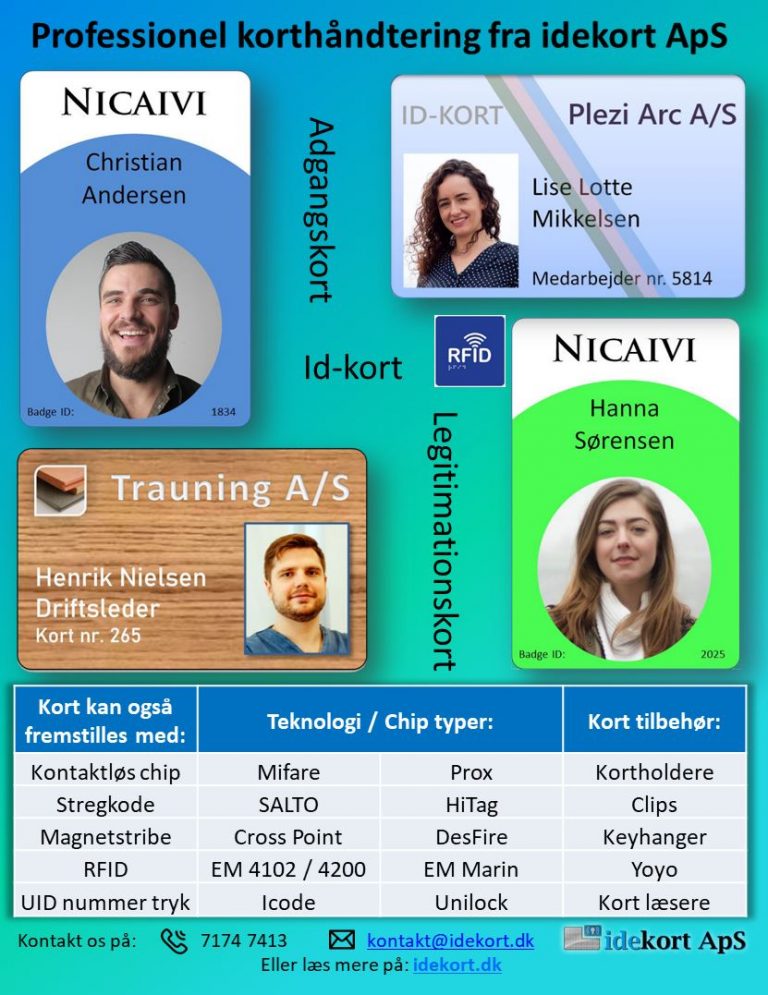 RFID kort, MiFare 1K, 13,56 MHz, 7 bit UID